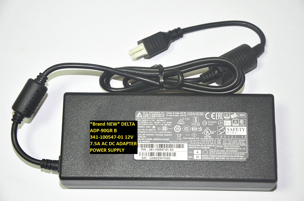 *Brand NEW*12V 7.5A AC100-240V AC DC ADAPTER ADP-90GR B DELTA 341-100547-01 POWER SUPPLY - Click Image to Close